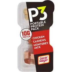 Oscar Mayer P3 Portable Protein Snack Pack with Chicken, Cashews & Monterey Jack Cheese, for School Lunch or Easy Snack Tray