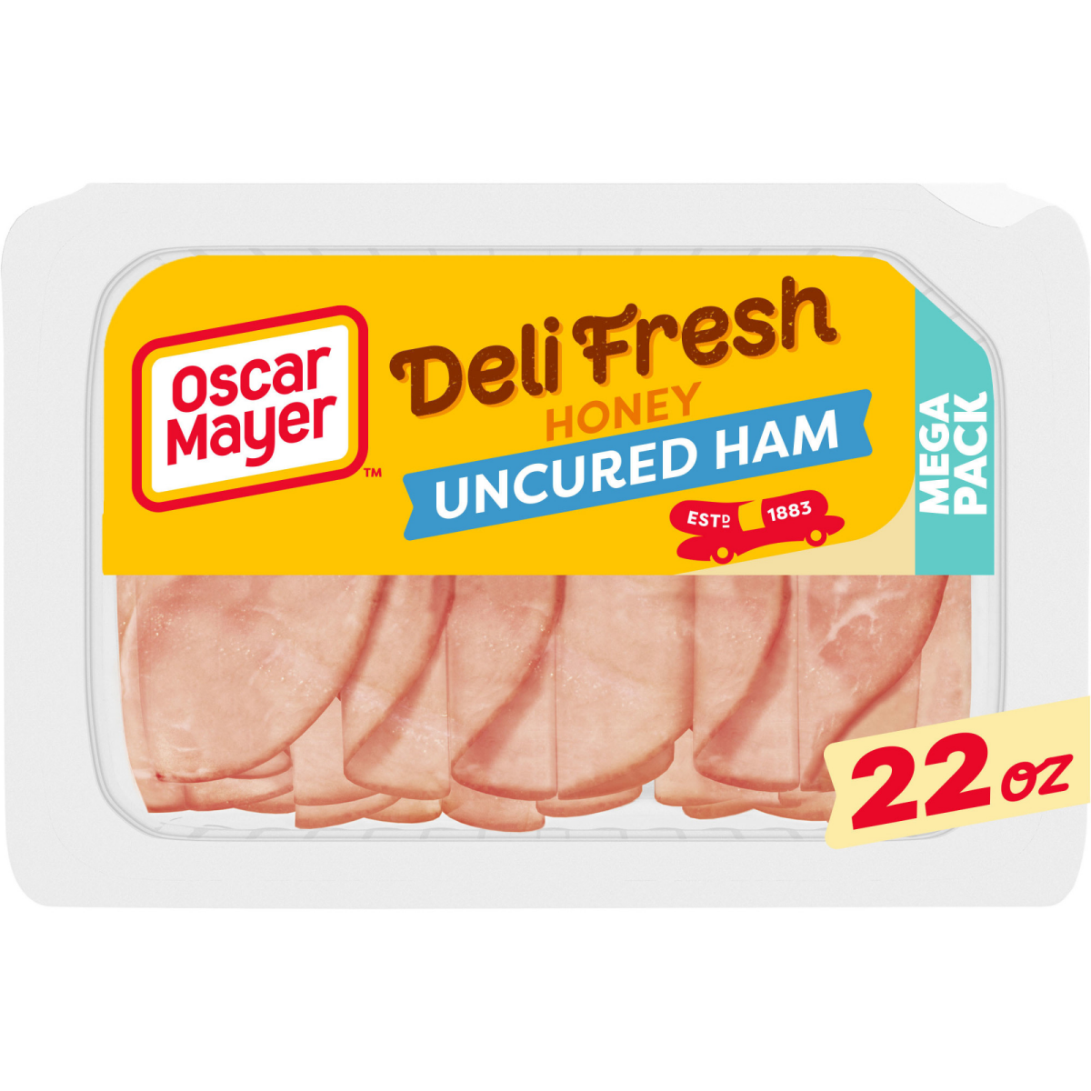 slide 1 of 29, Oscar Mayer Deli Fresh Honey Uncured Sliced Ham Deli Lunch Meat Mega Pack, 22 oz Package, 22 oz