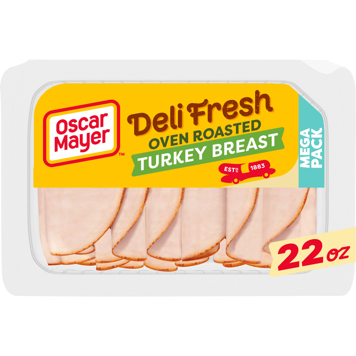 slide 1 of 29, Oscar Mayer Deli Fresh Oven Roasted Turkey Breast Sliced Lunch Meat Mega Pack 22 oz Tray, 22 oz