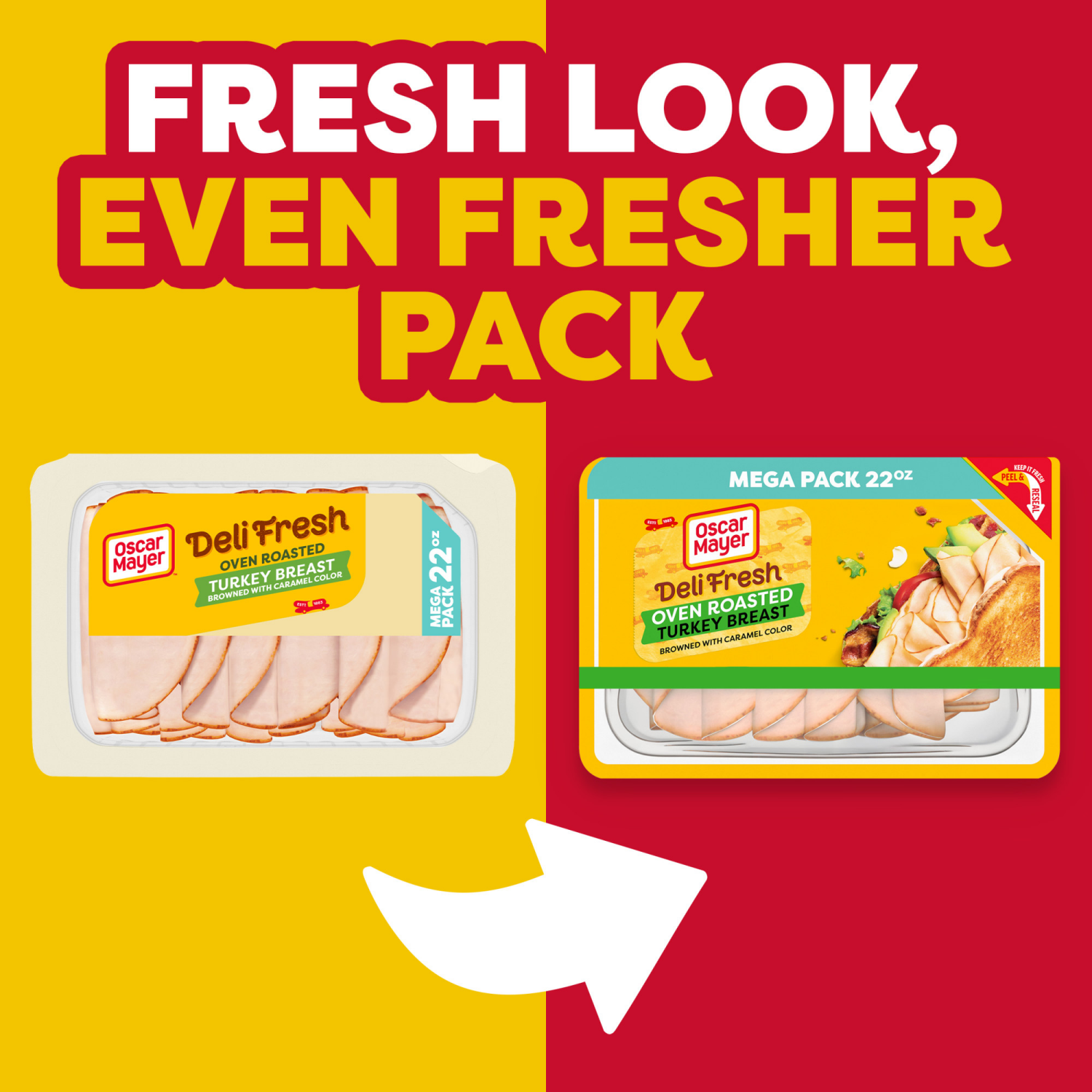slide 6 of 8, Oscar Mayer Deli Fresh Oven Roasted Sliced Turkey Breast Deli Lunch Meat, 22 oz Package, 22 oz