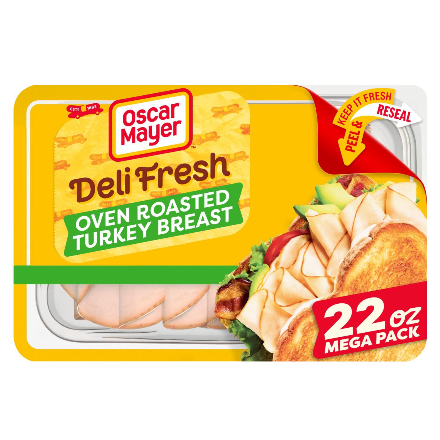 slide 1 of 8, Oscar Mayer Deli Fresh Oven Roasted Turkey Breast Sliced Lunch Meat Mega Pack 22 Oz Tray, 22 oz