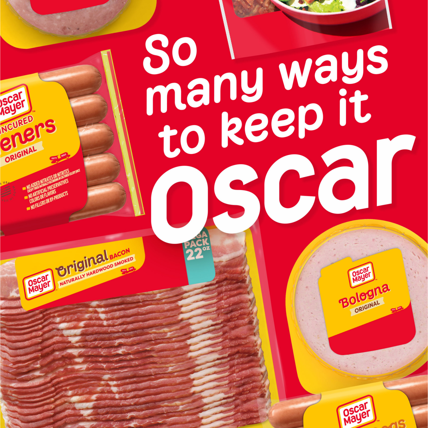 slide 2 of 8, Oscar Mayer Naturally Hardwood Smoked Bacon Mega Pack, 22 oz Pack, 23-25 slices, 22 oz