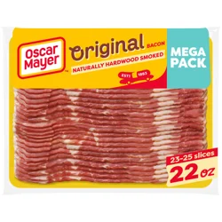 Oscar Mayer Naturally Hardwood Smoked Bacon Mega Pack, 22 oz Pack, 23-25 slices