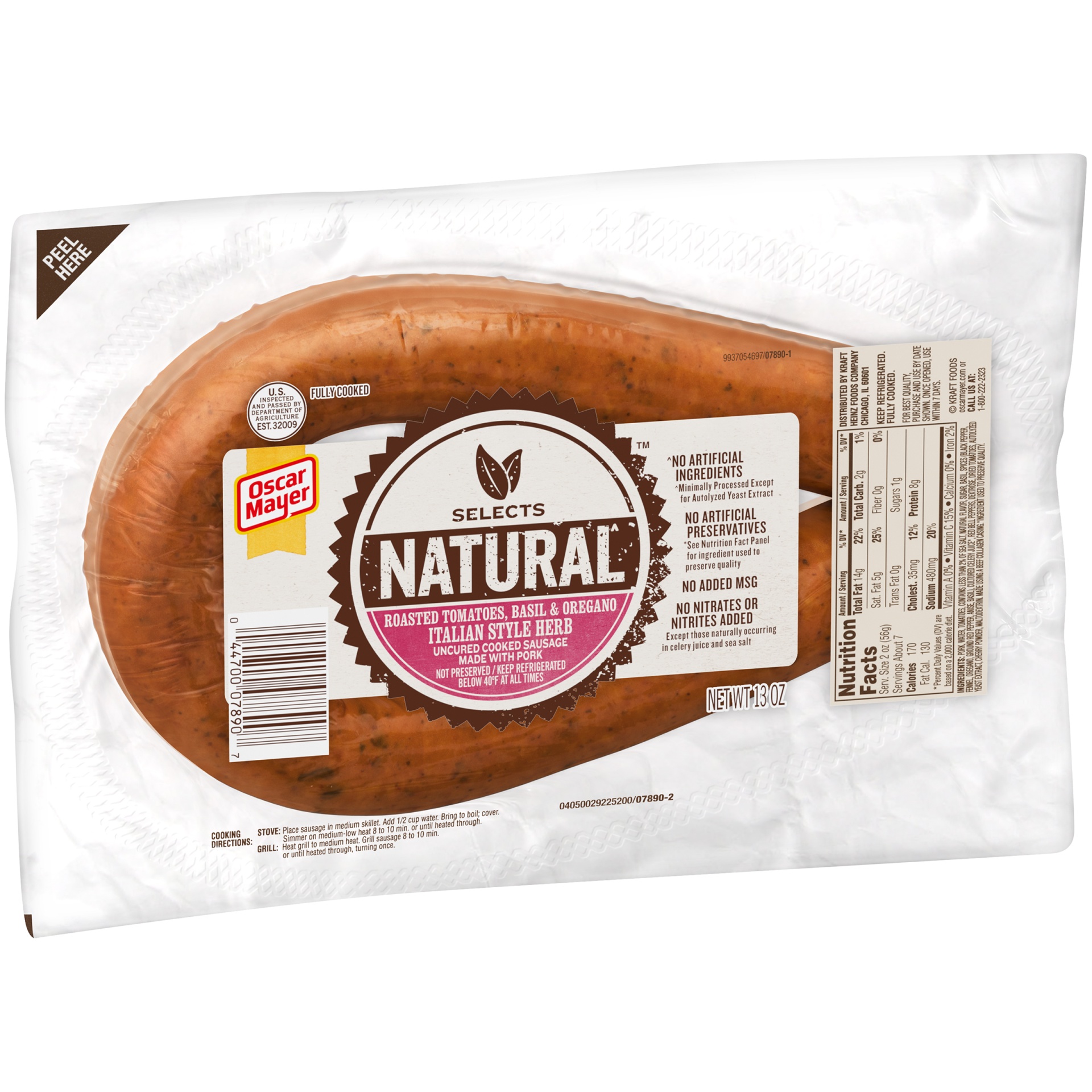 slide 2 of 6, Natural Italian Herb Uncured Pork Sausage, 13 oz