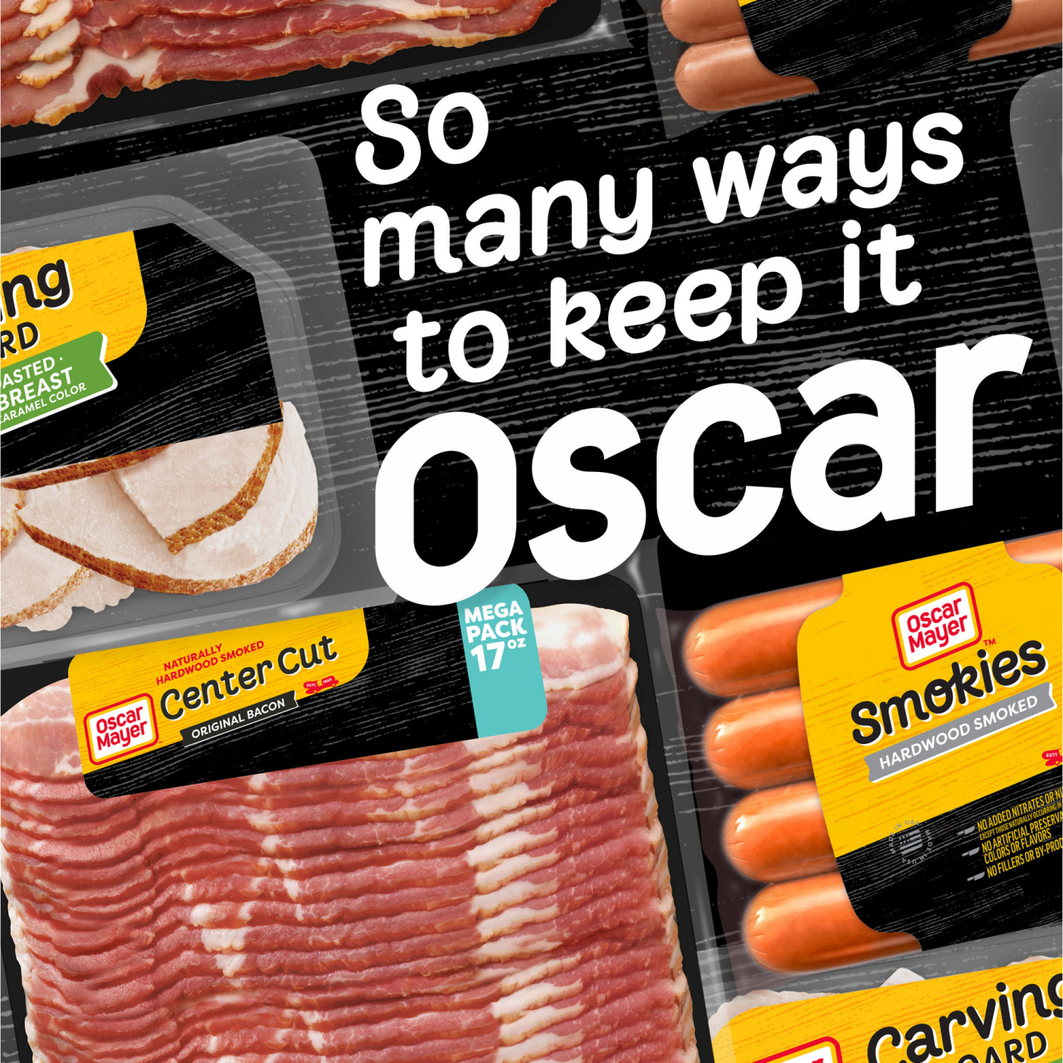 slide 2 of 8, Oscar Mayer Original Center Cut Bacon Mega Pack, 17 oz Pack, 25-27 slices, 17 oz