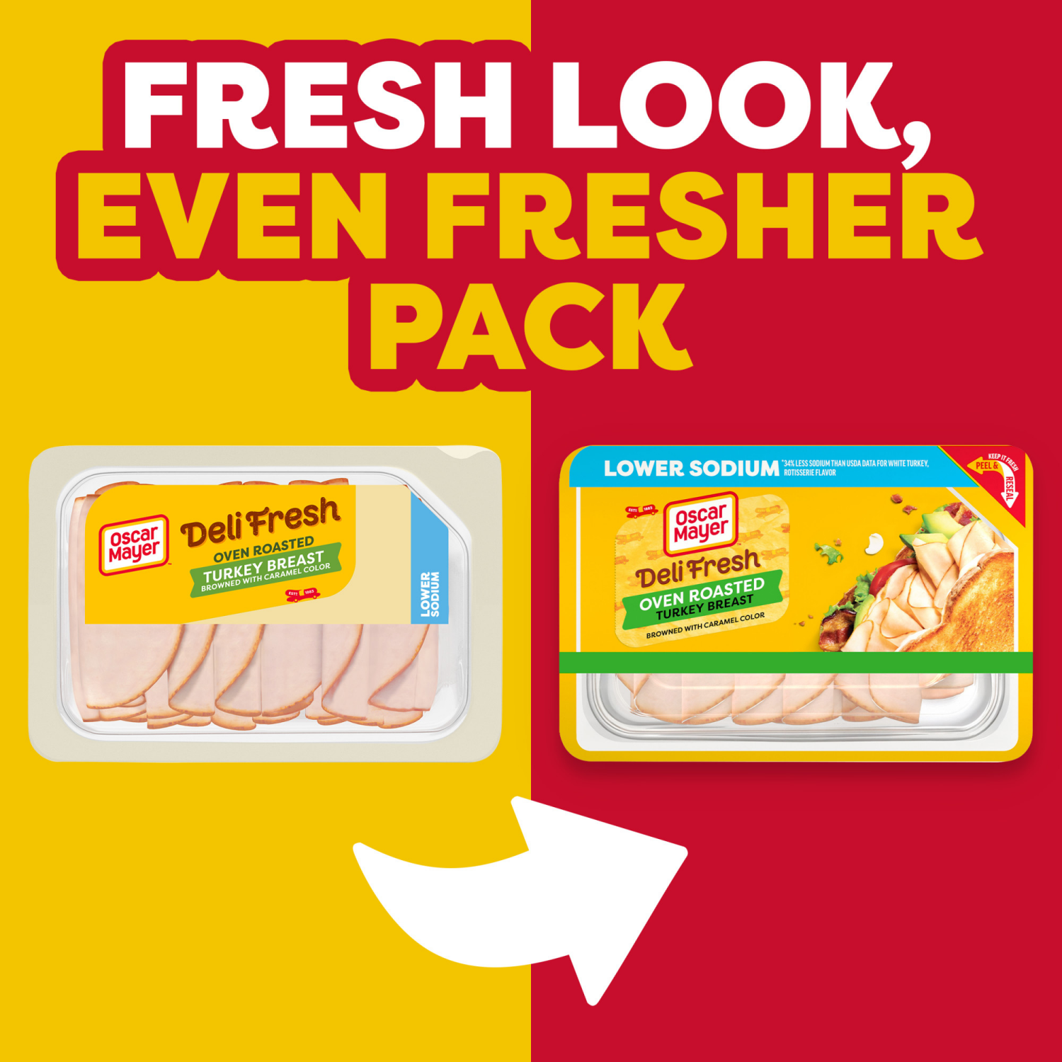 slide 6 of 8, Oscar Mayer Deli Fresh Oven Roasted Sliced Turkey Breast Deli Lunch Meat with 32% Lower Sodium, 8 oz Package, 8 oz