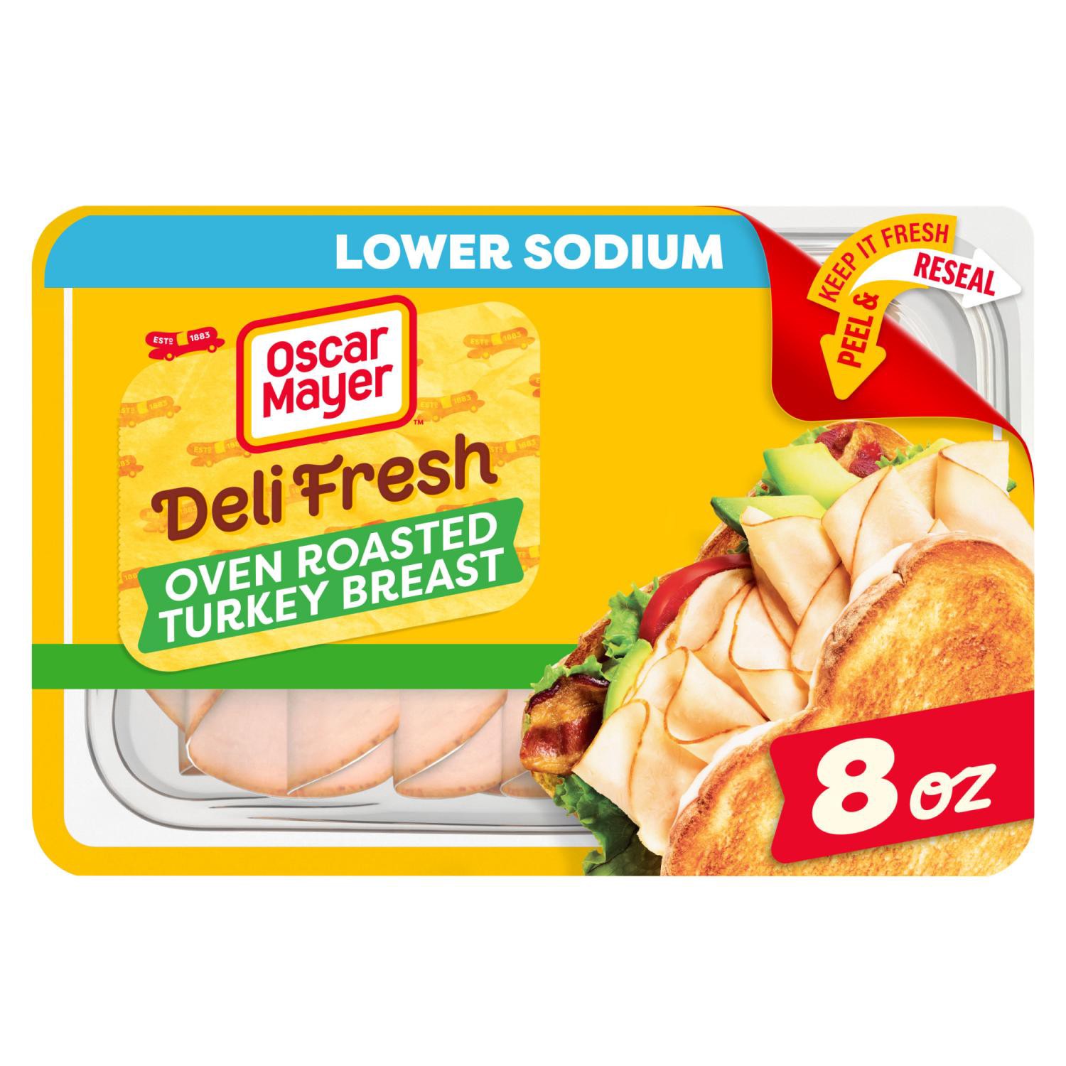 slide 1 of 8, Oscar Mayer Deli Fresh Oven Roasted Turkey Breast With 34% Lower Sodium, 8 Oz Pack, 8 oz