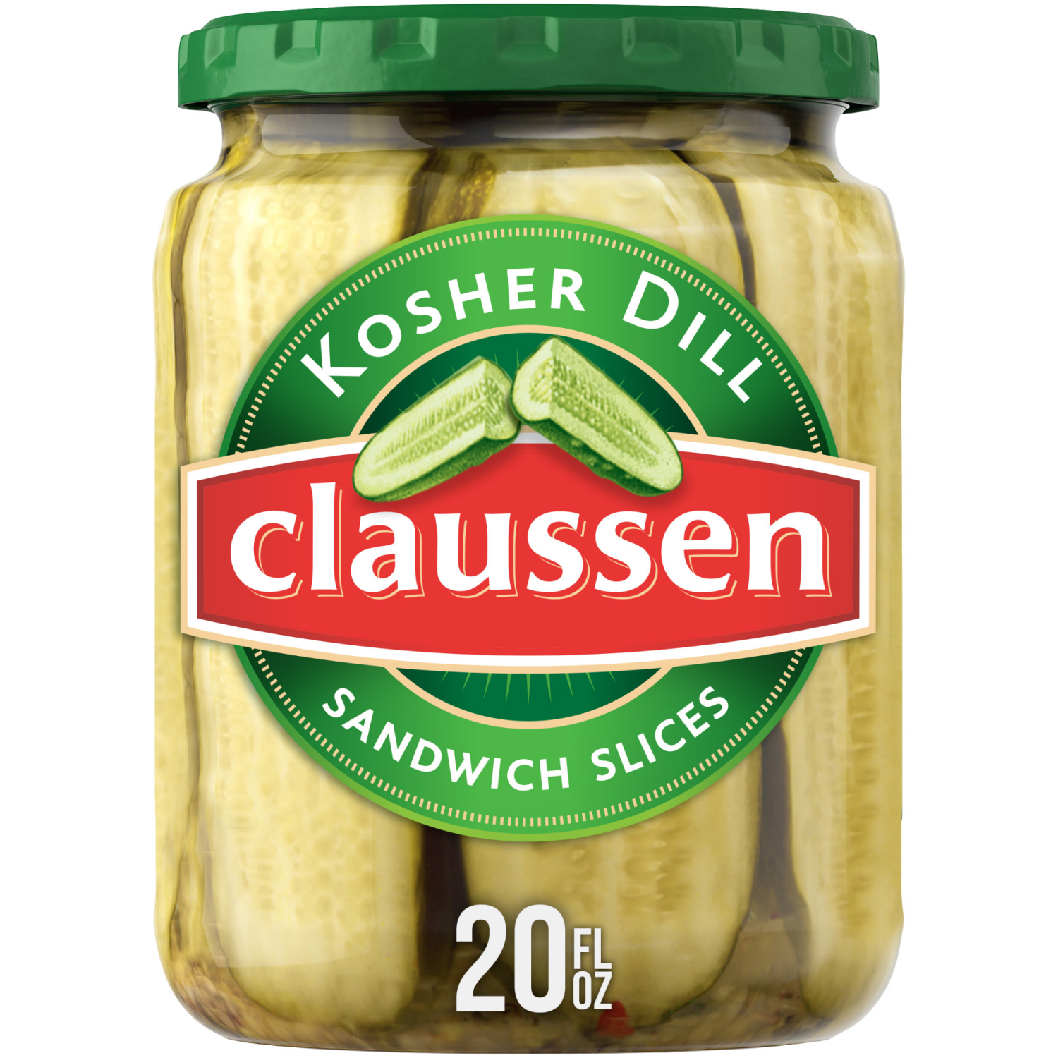 slide 1 of 8, Claussen Kosher Dill Pickle Sandwich Slices, 20 Fl. Oz. Jar, 20 fl oz