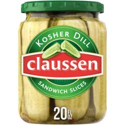 Claussen Kosher Dill Pickle Sandwich Slices, 20 fl oz Jar