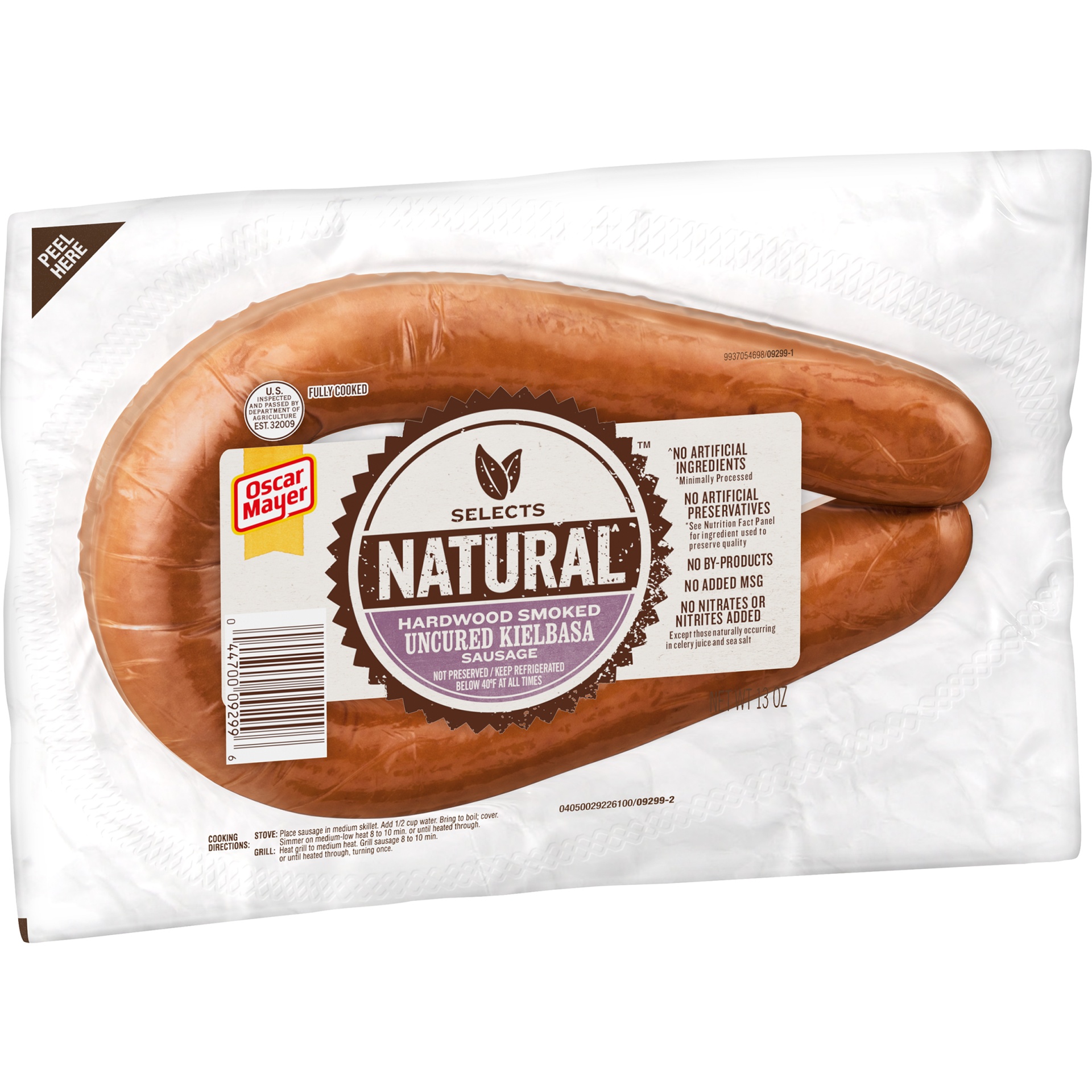 slide 6 of 6, Oscar Mayer Natural Selects Hardwood Smoked Uncured Kielbasa Sausage Pack, 13 oz