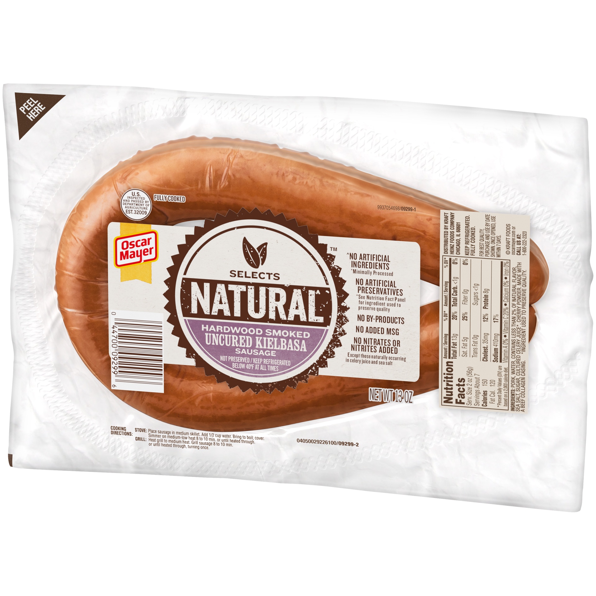 slide 2 of 6, Oscar Mayer Natural Selects Hardwood Smoked Uncured Kielbasa Sausage Pack, 13 oz