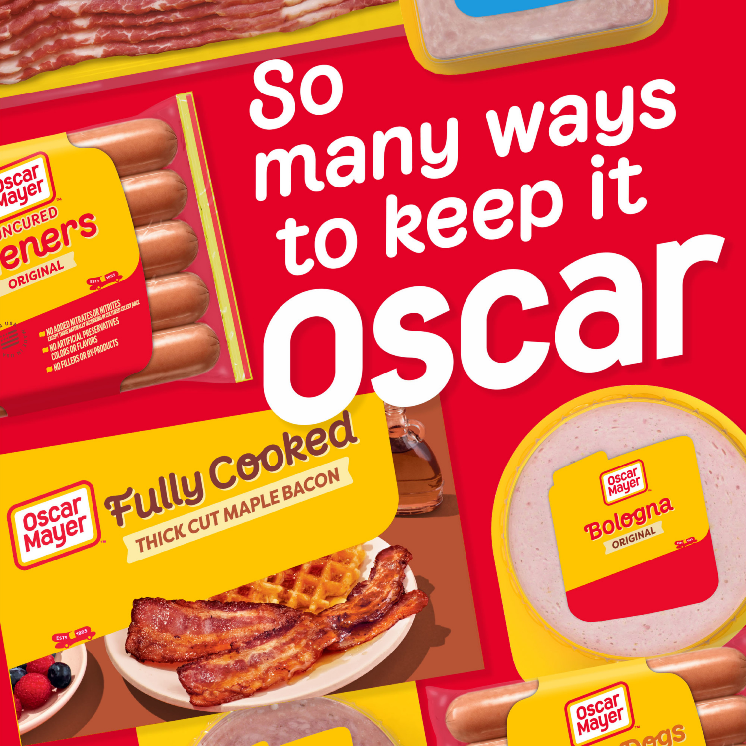 slide 2 of 8, Oscar Mayer Maple Fully Cooked Thick Cut Bacon, 2.52 oz Box, 7-9 slices, 2.52 oz