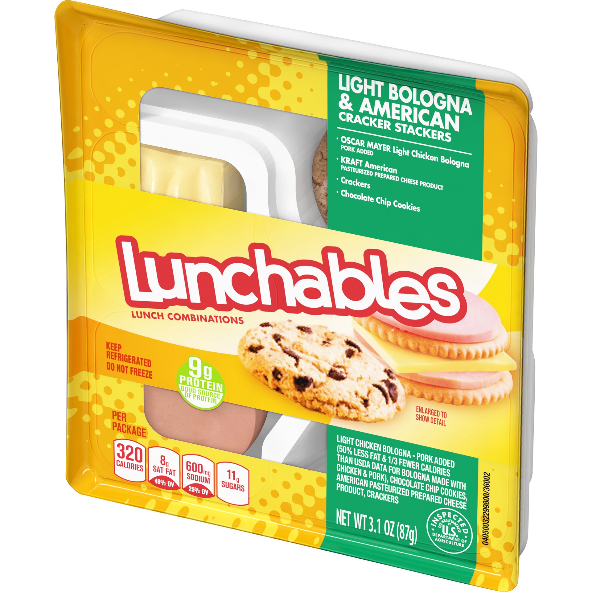 slide 11 of 13, Lunchables Light Bologna & American Cracker Stackers with Chocolate Chip Cookies Tray, 3.1 oz