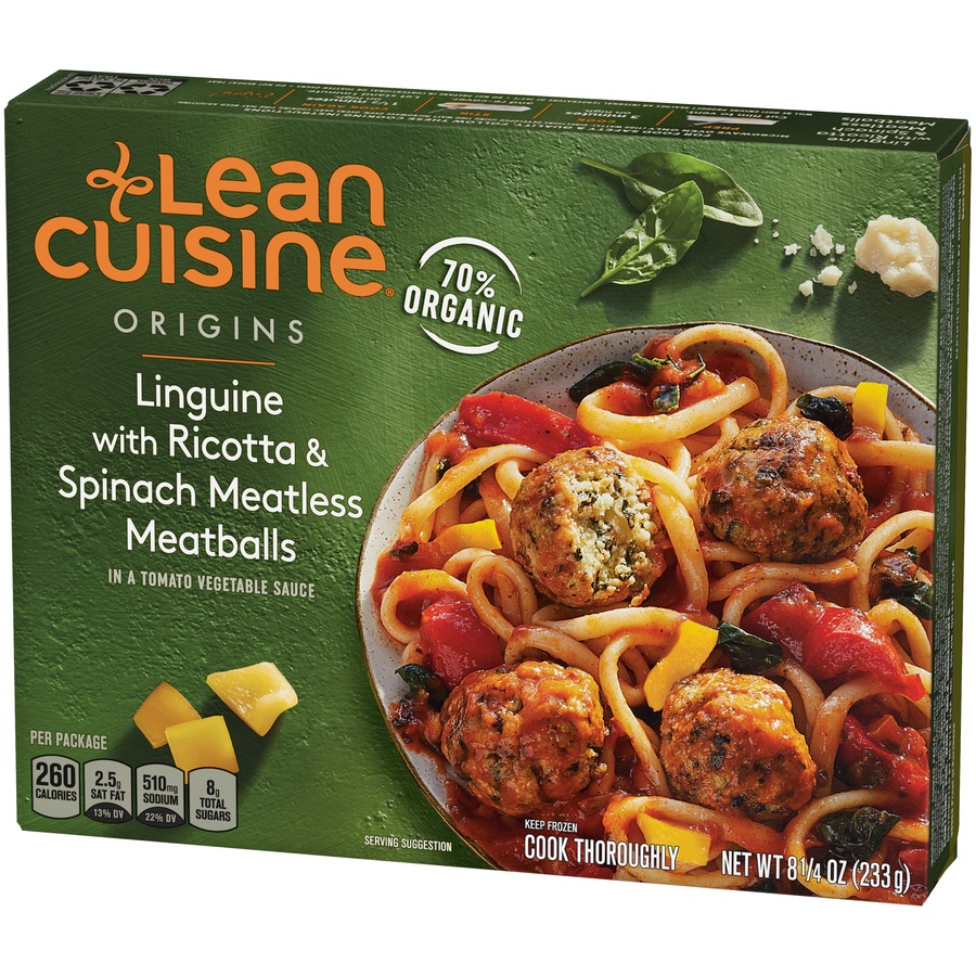 slide 4 of 8, Lean Cuisine Origins Linguine With Ricotta & Spinach Meatless Meatballs, 8.25 oz