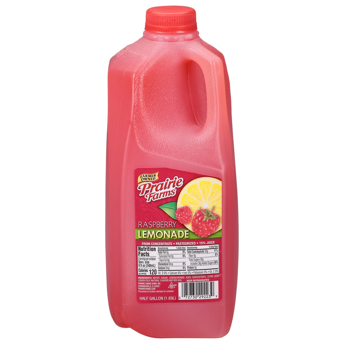 slide 1 of 10, Prairie Farms Lemonade, Raspberry - 1/2 gal, 1/2 gal