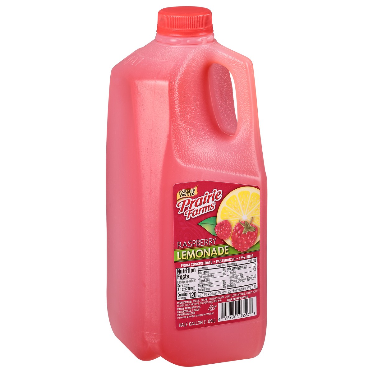 slide 7 of 10, Prairie Farms Lemonade, Raspberry - 1/2 gal, 1/2 gal