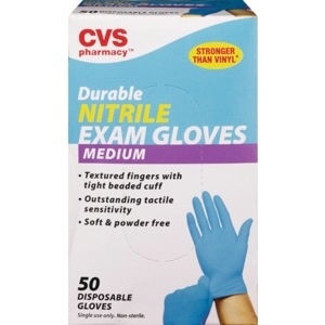 slide 1 of 1, CVS Health Durable Nitrile Exam Gloves Medium, 50 ct