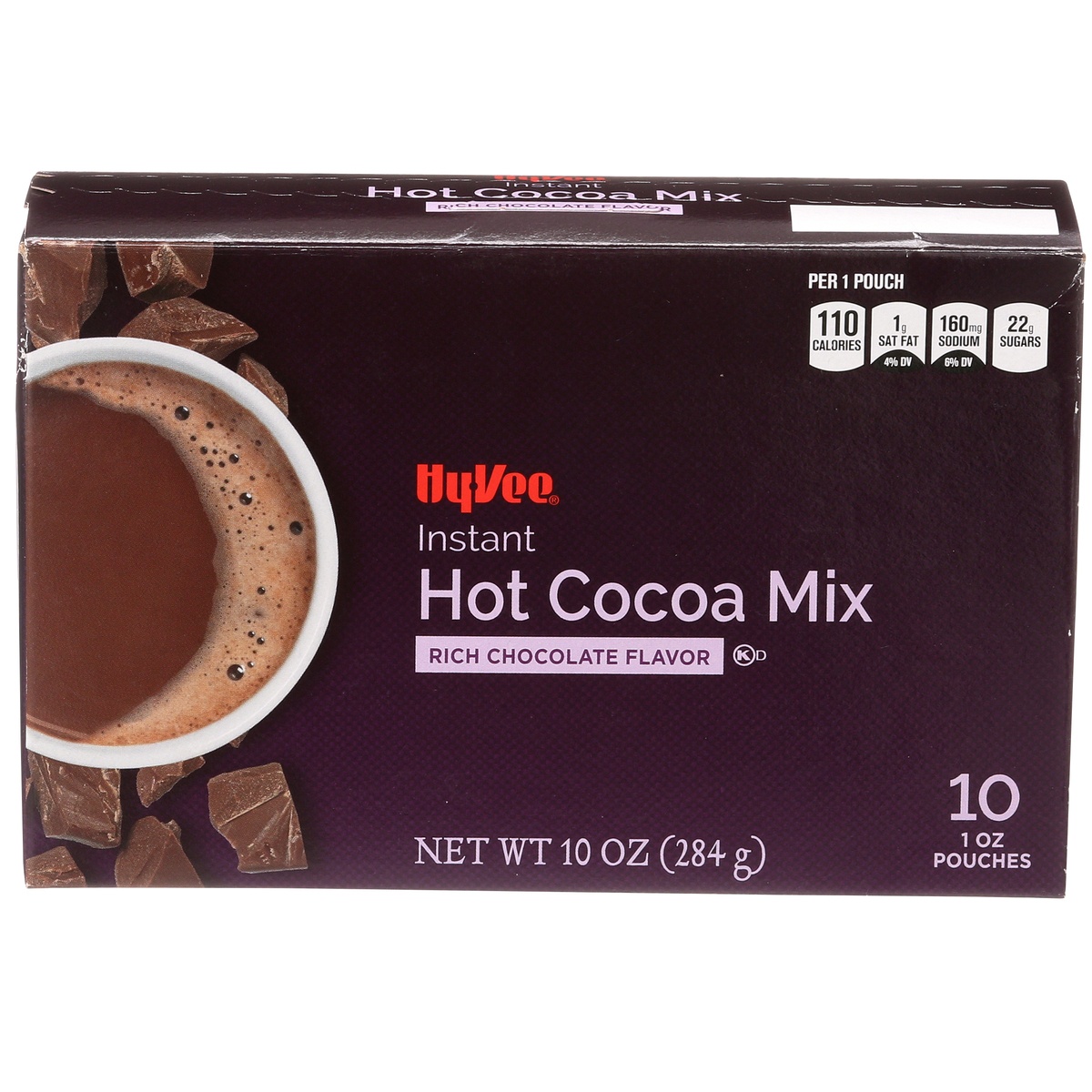 slide 1 of 1, Hy-vee Rich Chocolate Flavor Instant Hot Cocoa Mix - 10 ct; 1 oz, 10 ct; 1 oz