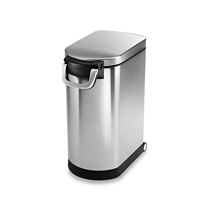 slide 1 of 1, simplehuman Stainless Steel Pet Food Storage Can, 30 liter