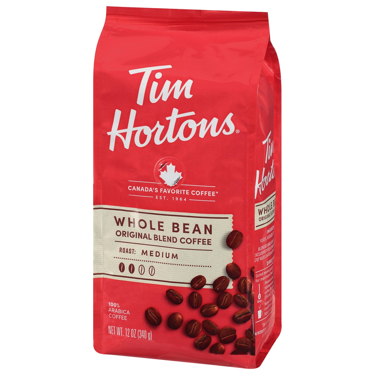 slide 8 of 13, Tim Hortons Original Blend Medium Roast Whole Bean Coffee 12 oz, 12 oz