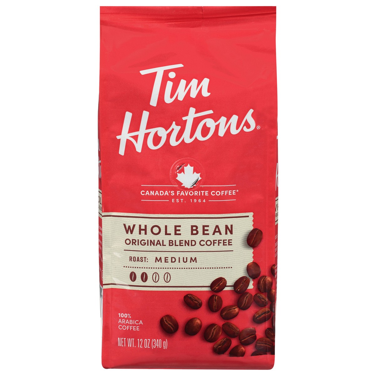 slide 2 of 13, Tim Hortons Original Blend Medium Roast Whole Bean Coffee 12 oz, 12 oz