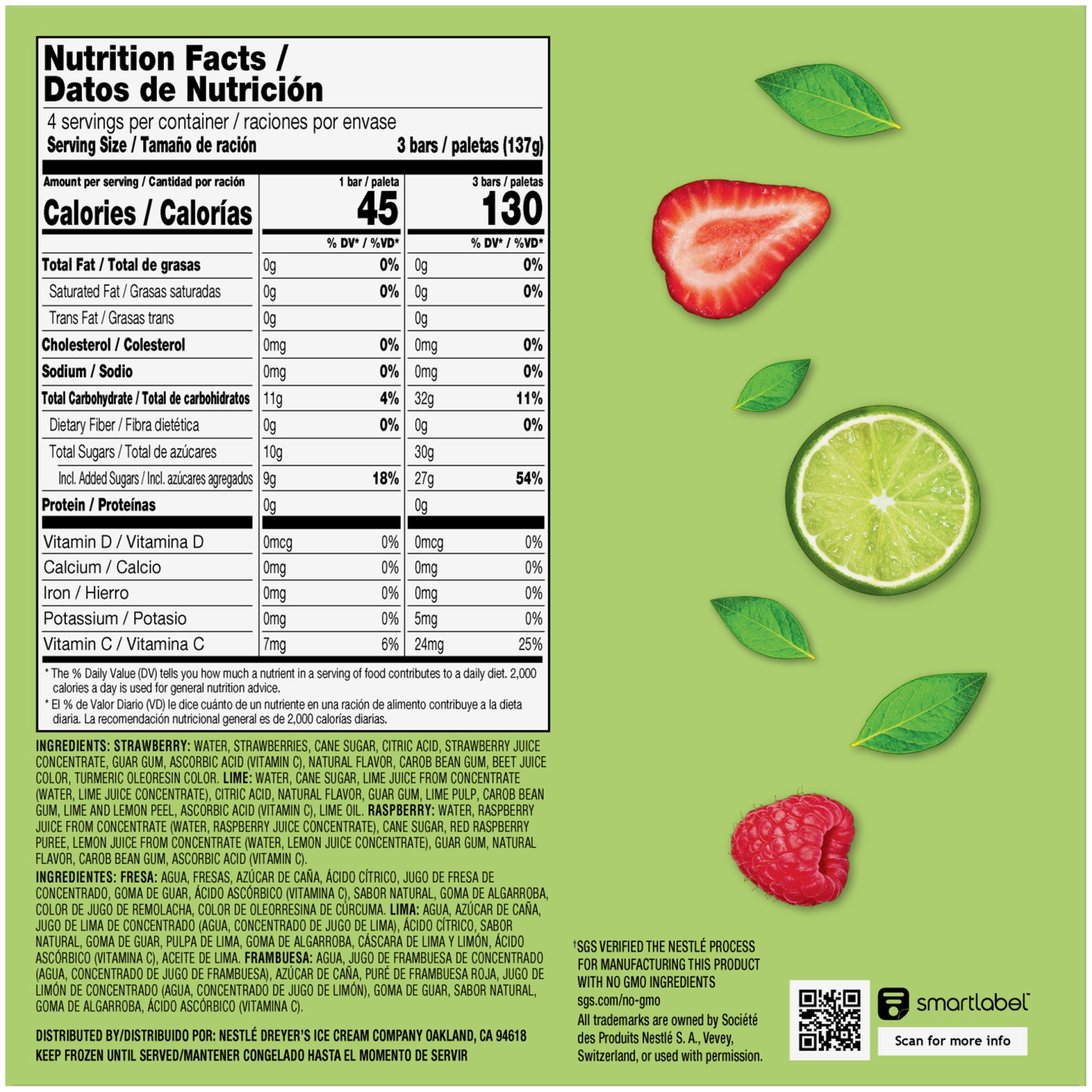 slide 3 of 6, Outshine Fruit Ice Bars Variety 12 Pack Strawberry/Lime/Raspberry, 12 ct