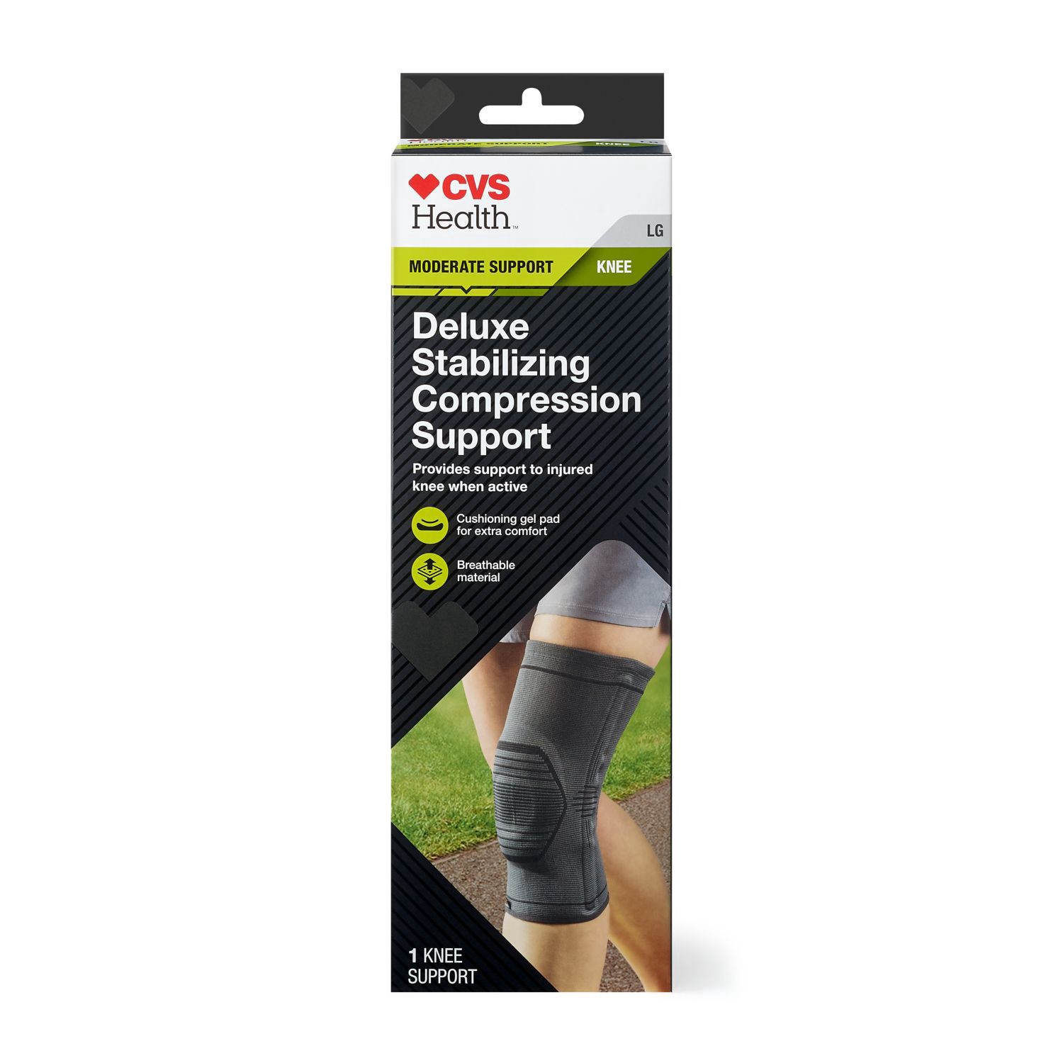 slide 1 of 1, CVS Health Moderate Support Knee Deluxe Stabilizing Compression Support, 1 ct