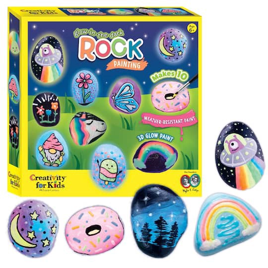 slide 1 of 10, Faber-Castell Glow In The Dark Rock Painting Kit, 24 ct