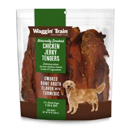 Waggin' Train Naturally Smoked Chicken Jerky Tenders with Turmeric and Bone Broth Dog Treats - 24 oz Bag