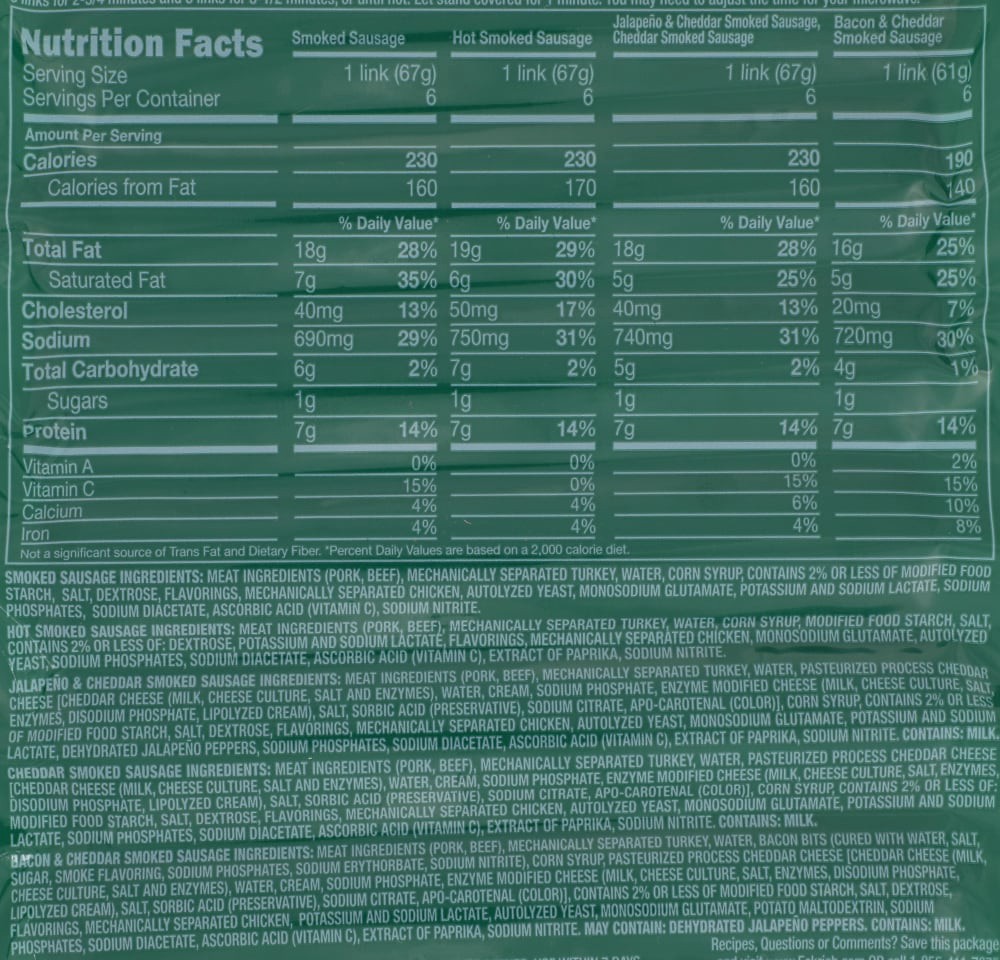 slide 3 of 3, Eckrich Bacon & Cheddar Smoked Sausage Links, 13 oz, 13 oz