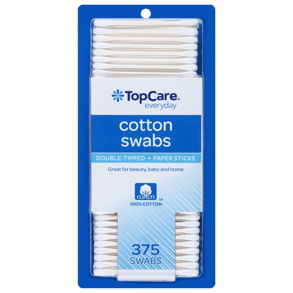 slide 1 of 9, TopCare Everyday Paper Sticks Double-Tipped Cotton Swabs 375 ea, 375 ct