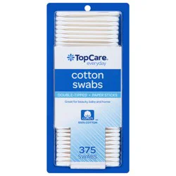 TopCare Everyday Paper Sticks Double-Tipped Cotton Swabs 375 ea