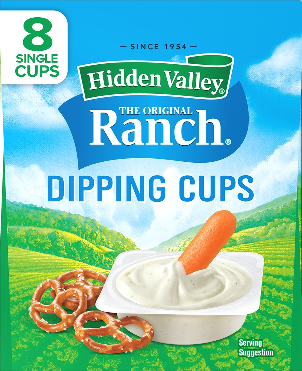 slide 2 of 7, Hidden Valley Original Ranch Dipping Cups, Topping and Dressing To Go Cups, 1.5 Ounces Each, 8 Count, 12 fl oz