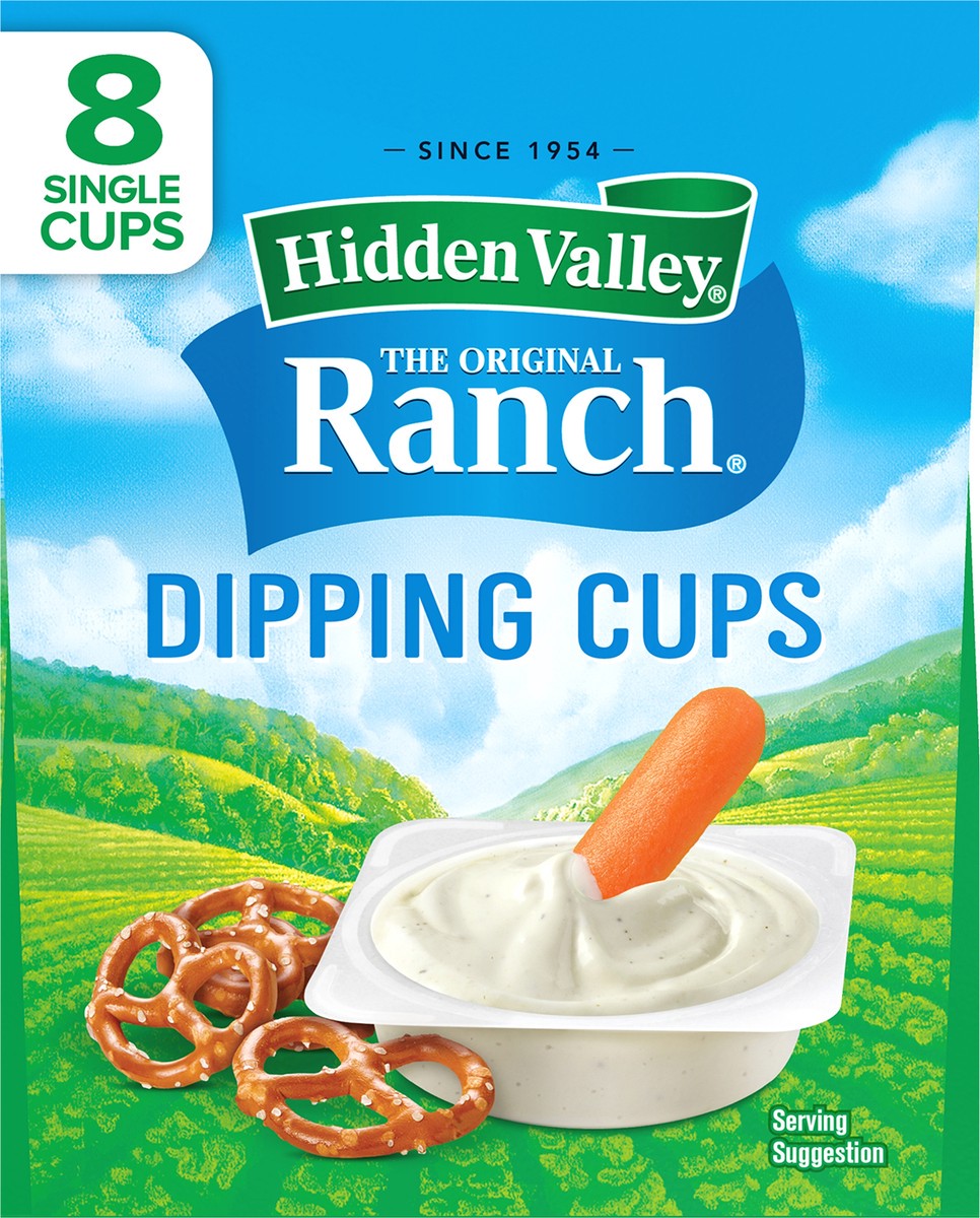 slide 3 of 7, Hidden Valley Original Ranch Dipping Cups, Topping and Dressing To Go Cups, 1.5 Ounces Each, 8 Count, 12 fl oz