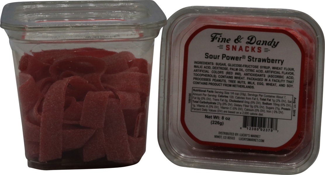 slide 1 of 1, Hot Rod Snacks Sour Power Strawberry, 8 oz