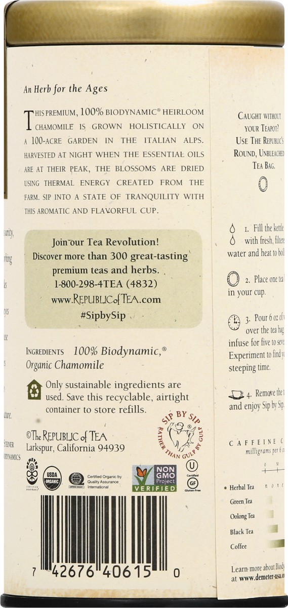 slide 5 of 9, The Republic of Tea Bio Heir Chamomile, 36 ct