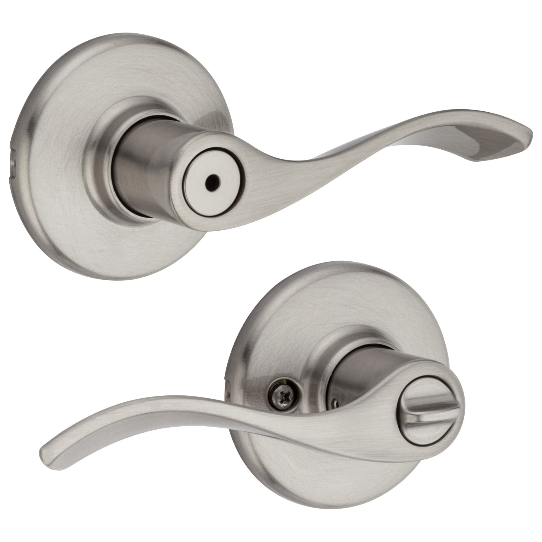 slide 1 of 6, Kwikset Balboa Satin Nickel Interior or Bed/Bath Privacy Door Handle, 1 ct