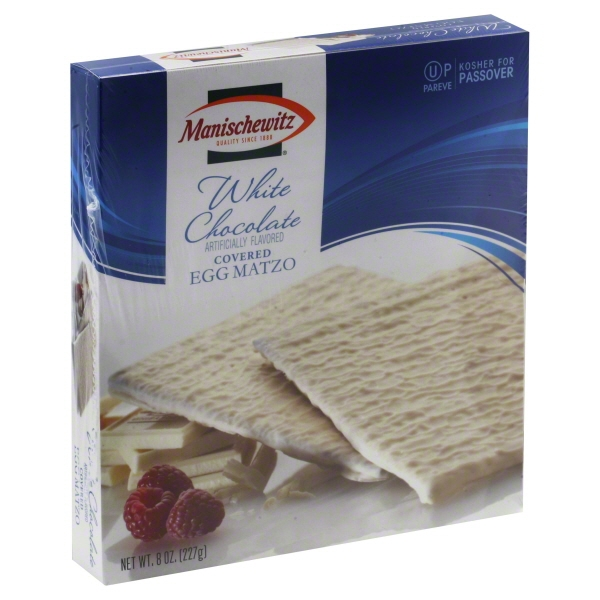 slide 1 of 1, Manischewitz White Chocolate Covered Egg Matzo, 8 oz