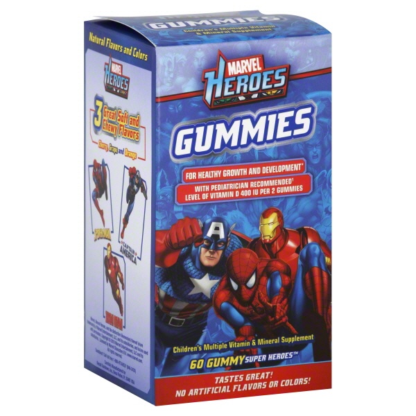 slide 1 of 1, Marvel Multiple Vitamin & Mineral Supplement, Children's, Heroes, Gummies, 60 ct