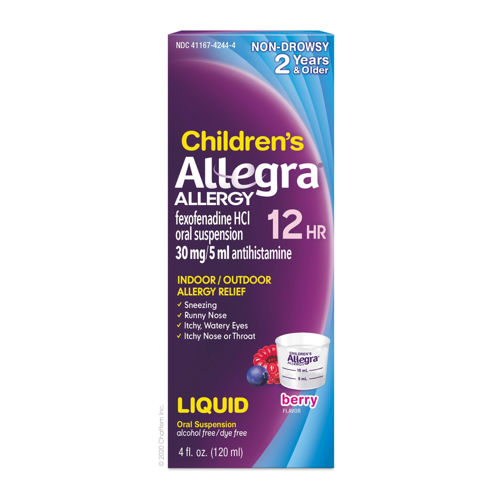 slide 1 of 2, Allegra Children's 12 Hour Allergy Relief Oral Suspension Berry Flavor Liquid - Fexofenadine Hydrochloride, 4 fl oz