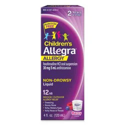Allegra Children's Liquid 12 Hr Non-Drowsy Indoor/Outdoor Children's Berry Flavor Allergy Relief 4 oz