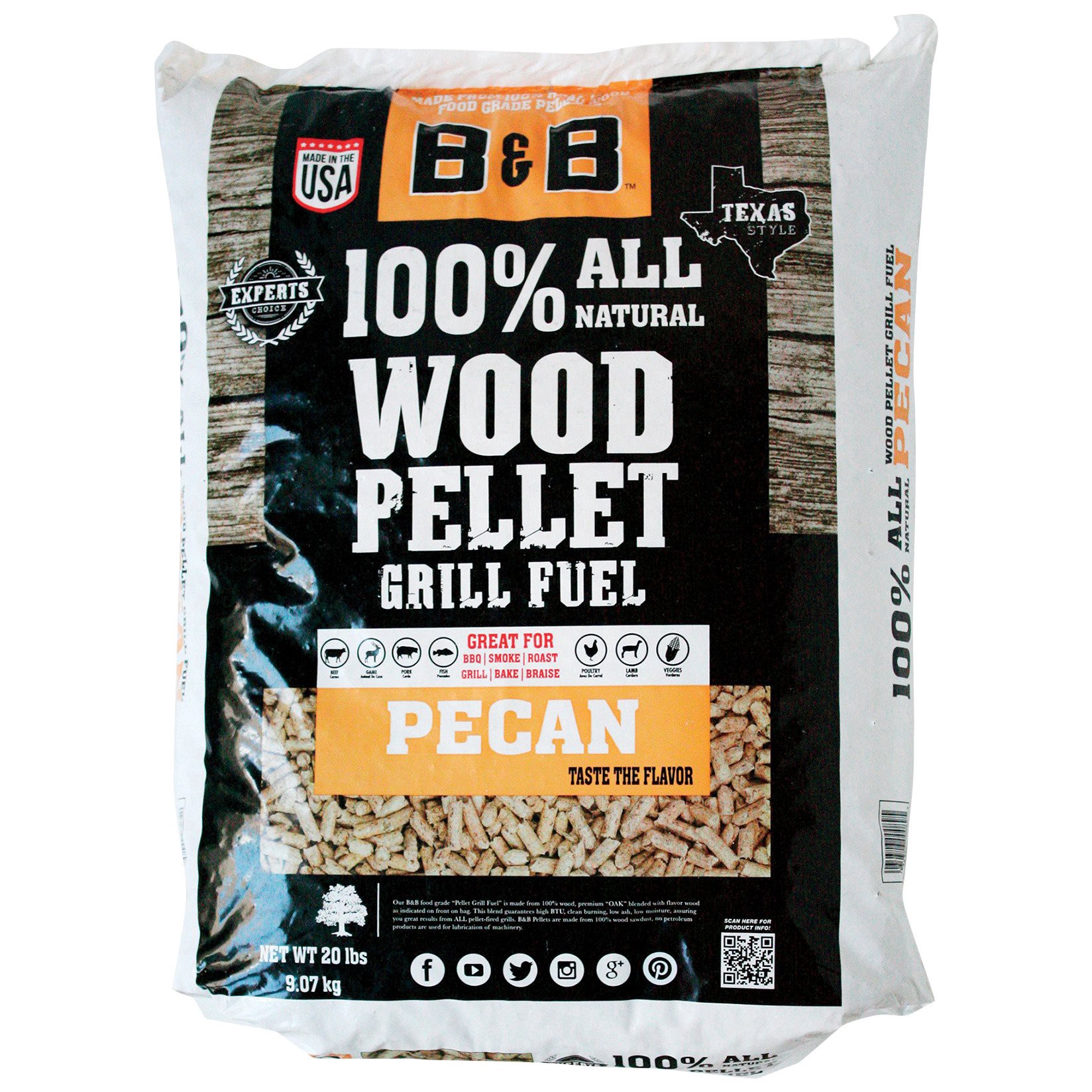 slide 1 of 1, B & B Pecan Pellet Grill Fuel, 20 lb