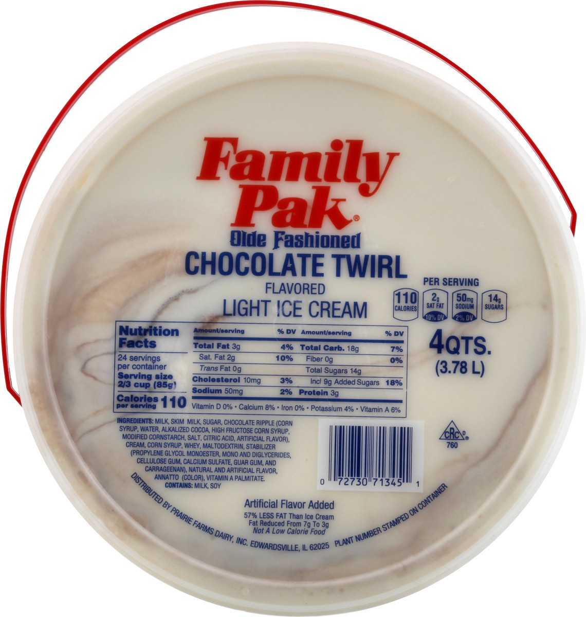 slide 1 of 9, Family Pak Olde Fashioned Chocolate Twirl Flavored Light Ice Cream 4 qt, 4 qt