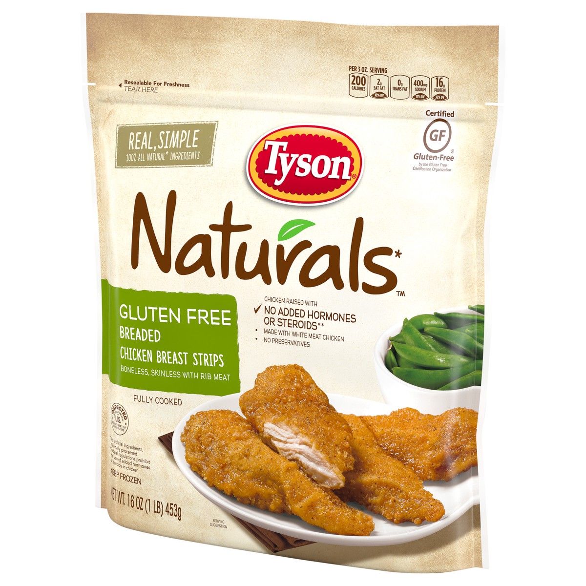 slide 3 of 9, Tyson Naturals Gluten Free Breaded Chicken Breast Strips, 16 oz. (Frozen), 16 oz