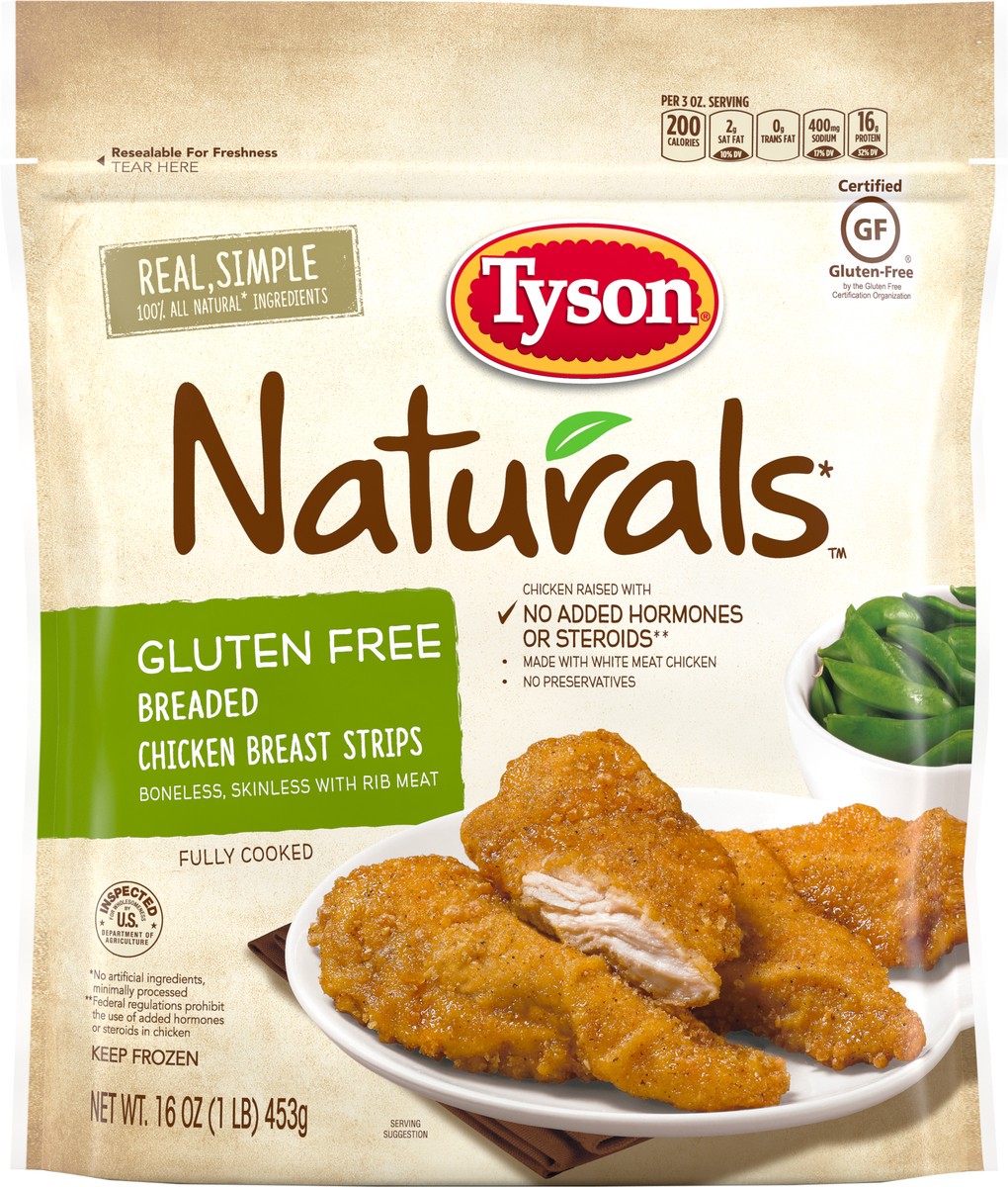 slide 6 of 9, Tyson Naturals Gluten Free Breaded Chicken Breast Strips, 16 oz. (Frozen), 16 oz