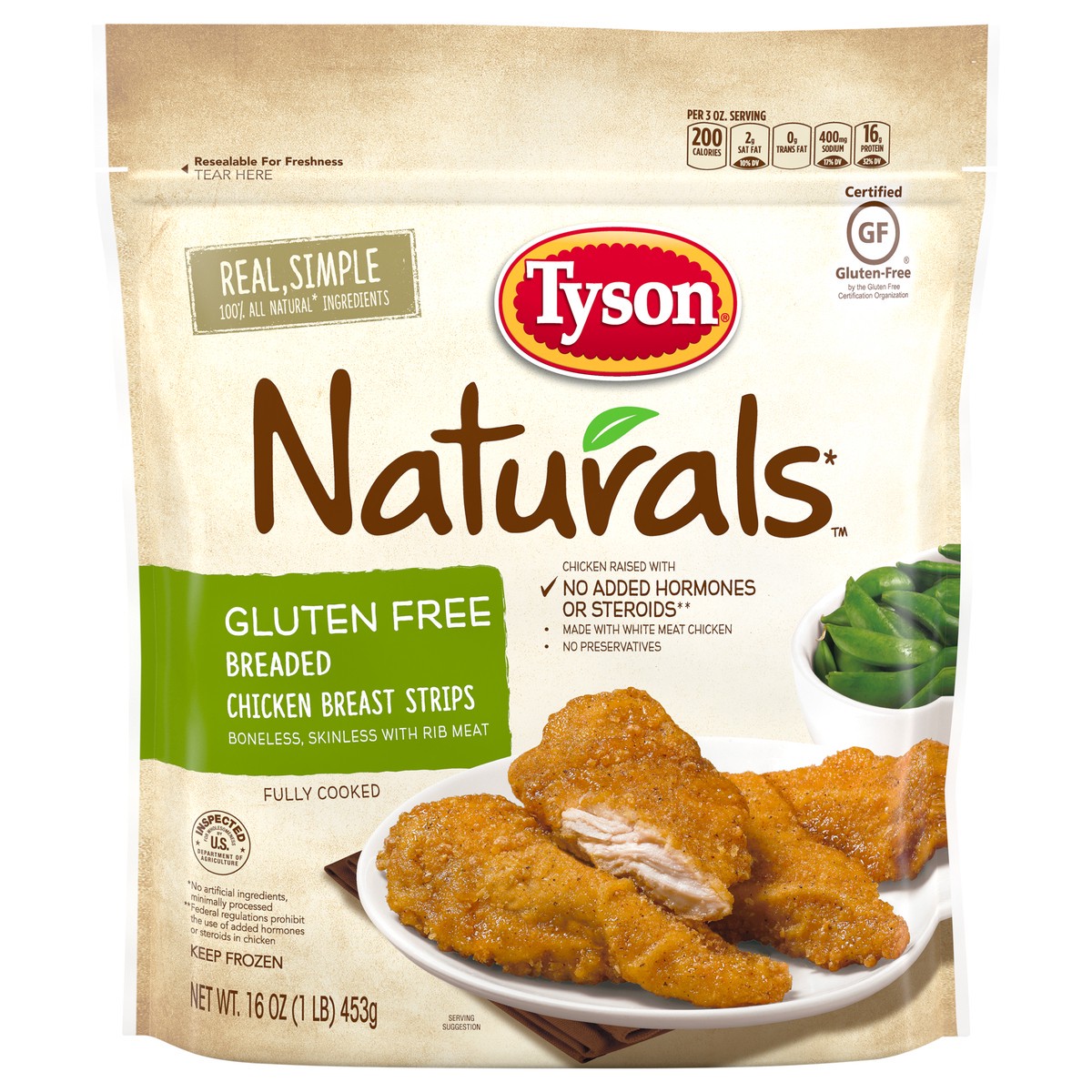 slide 1 of 9, Tyson Naturals Gluten Free Breaded Chicken Breast Strips, 16 oz. (Frozen), 16 oz