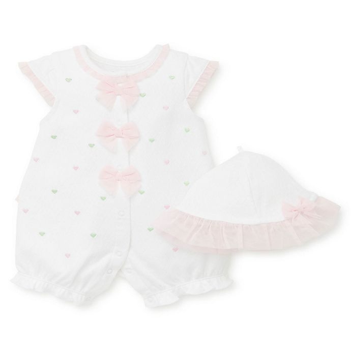 slide 1 of 2, Little Me Newborn Hearts Romper and Hat Set, 2 ct