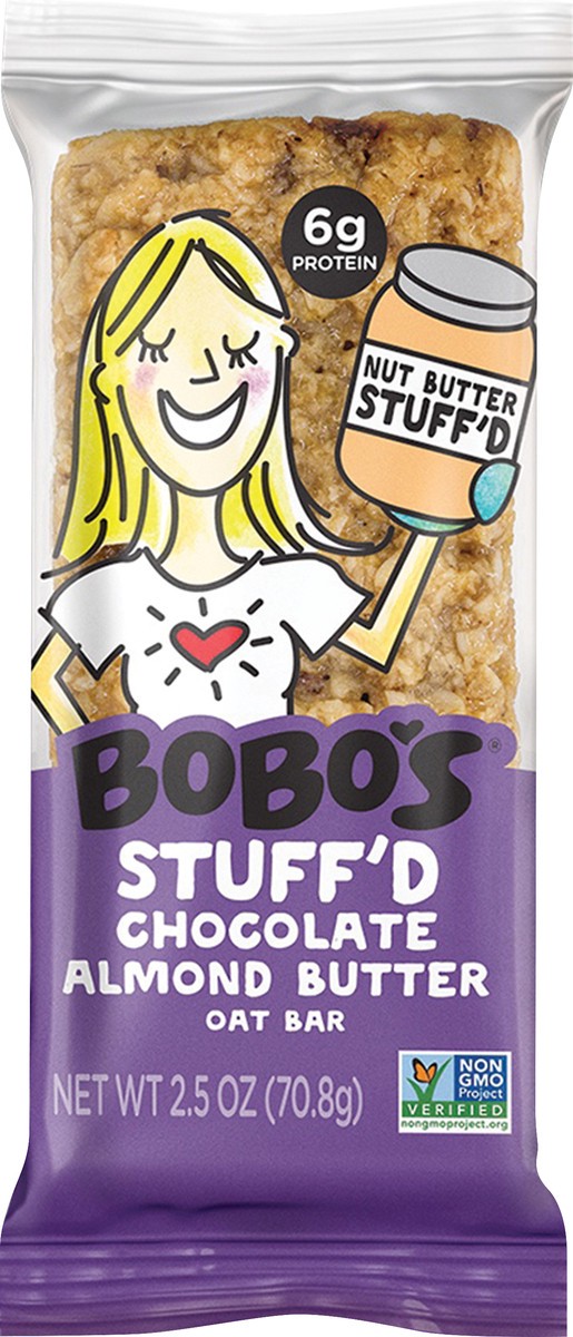 slide 2 of 4, Bobo's Stuff'd Chocolate Almond Butter Oat Bar, 2.5 oz