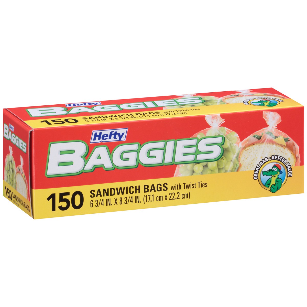 slide 2 of 9, Hefty Sandwich & Storage Bags with Twist Ties 150 ct Box, 150 ct