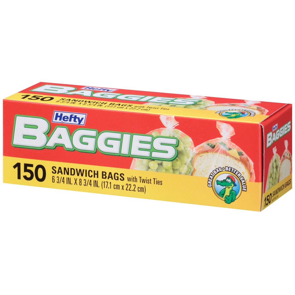 slide 3 of 9, Hefty Sandwich & Storage Bags with Twist Ties 150 ct Box, 150 ct